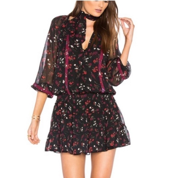 Joie Silk Floral Dress Sheer Sleeves Size Small NWT - Picture 1 of 14